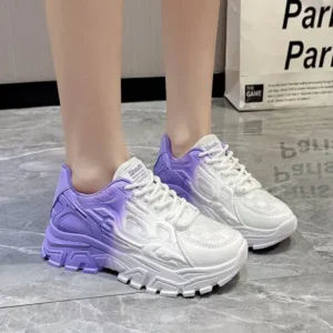 Curvefoot Women Fashion Platform Gradient Lace-Up Sneakers