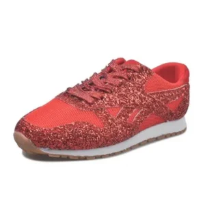 Curvefoot Women Fashion Round Toe Platform Sequins Rhinestone Platform Sneakers