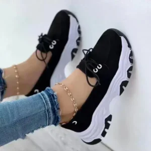 Curvefoot Women Fashion Lace Up Platform Casual Sneakers