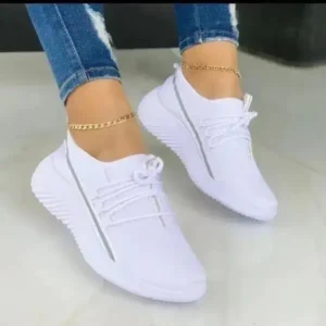 Curvefoot Women Fashion Breathable Lace-Up Flat Mesh Sneakers