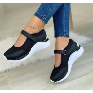 Curvefoot Casual Velcro Platform Plus Size Mesh Sneakers