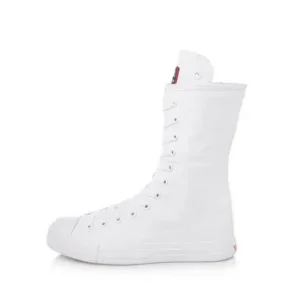 Curvefoot Women Casual Side Zip Mid-Top Canvas Mid-Calf Boots