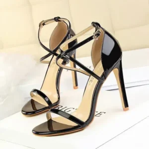 Curvefoot Women Fashion Sexy Hollow Cross Stiletto Heel Sandals