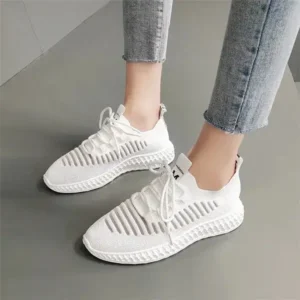 Curvefoot Women Fashion Mesh Cloth Lace-Up Sneakers