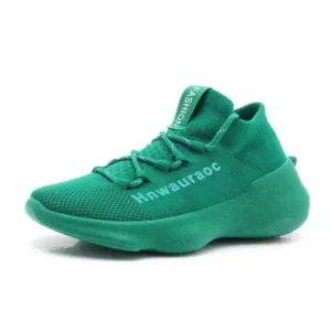 Curvefoot Couple Fashion Lace Up Design Knitted Mesh Breathable Sneakers