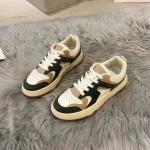 Curvefoot Women Fashion Lace Up Design Color Blocking Sneakers