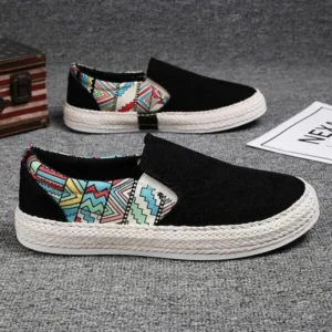 Curvefoot Men Fashion Color Matching Breathable Canvas Flats Shoes