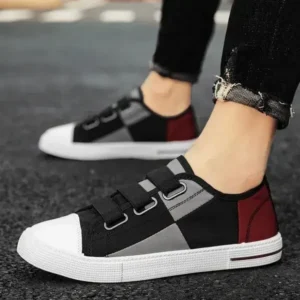 Curvefoot Men Fashion Color Matching Low Top Flat Canvas Shoes