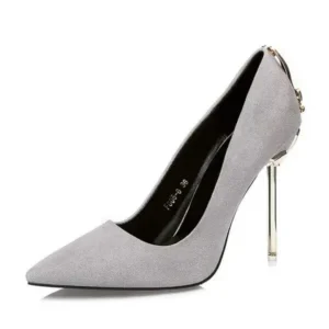 Curvefoot Women Sexy Metal Heel Pointed-Toe High Heels Shoes