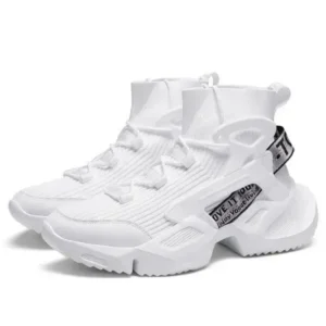 Curvefoot Men'S Fashion Platform White High Top Sneakers