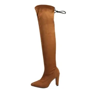 Curvefoot Women Fashion Plus Size Solid Color Over The Knee Boots