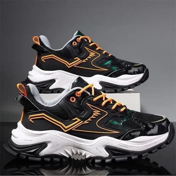 Curvefoot Men Spring Autumn Fashion Casual Colorblock Mesh Cloth Breathable Rubber Platform Shoes Sneakers