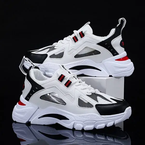 Curvefoot Men Spring Autumn Fashion Casual Colorblock Mesh Cloth Breathable Lightweight Rubber Platform Shoes Sneakers