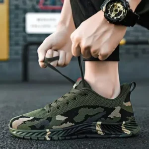 Curvefoot Men'S Casual Mesh Breathable Camouflage Sneakers