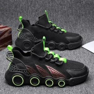 Curvefoot Men Spring Autumn Fashion Casual Mesh Cloth Breathable Gradient Rubber Platform Shoes High Top Sneakers