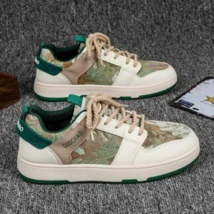 Curvefoot Men'S Casual Retro Secret Forest Oil Painting Pattern Sneakers