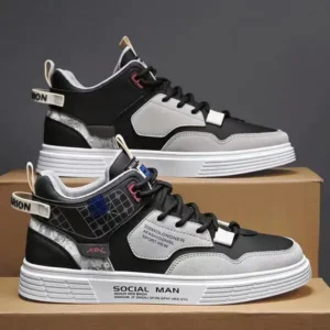 Curvefoot Men'S Fashion High Top Color Block Sneakers