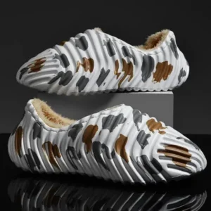 Curvefoot Men'S Fashion Camouflage Coconut Shape Fleece Warm Plush Shoes