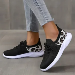 Curvefoot Women Casual Mesh Breathable Leopard Sneakers