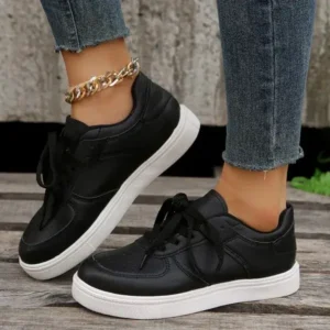 Curvefoot Women Fashion Casual PU Lace-Up Sneakers