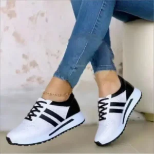 Curvefoot Women Fashion Plus Size Comfortable Mesh Breathable Thick-Soled Sneakers