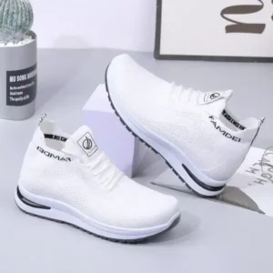 Curvefoot Women Fashion Casual Mesh Breathable Solid Color Sneakers