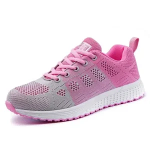 Curvefoot Women Fashion Casual Color Blocking Lace-Up Mesh Breathable Sneakers