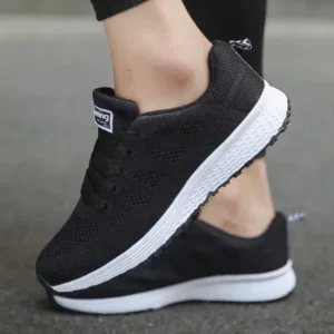 Curvefoot Women Fashion Casual Color Blocking Lace-Up Mesh Breathable Sneakers