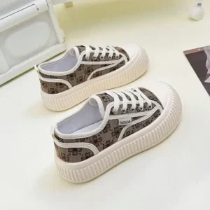 Curvefoot Women Fashion Round Toe Lace-Up Sneakers