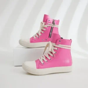 Curvefoot Women Fashion Rose Faux Leather High Top Shoes