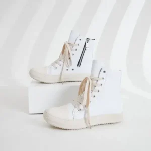 Curvefoot Women Fashionable Hip Hop White High Top Sneakers