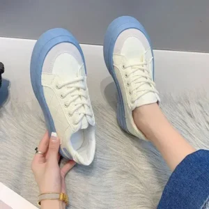 Curvefoot Women Fashion Round Toe Lace-Up Sneakers