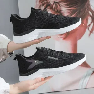 Curvefoot Women Fashion Flyknit Mesh Lace-Up Sneakers