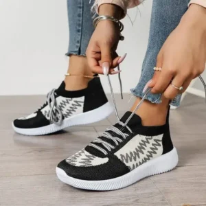 Curvefoot Women Fashion Color Block Mesh Platform Sneakers