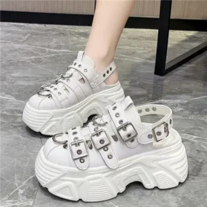 Curvefoot Women Fashion Platform Solid Color Sneakers