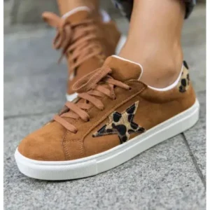 Curvefoot Women Fashion Round Toe Lace-Up Canvas Sneakers