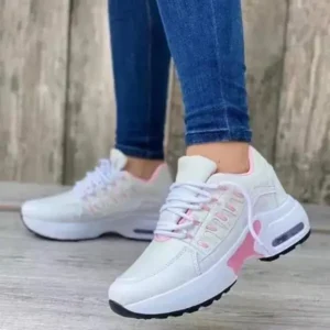 Curvefoot Women Fashion Round Toe Lace Up Mesh Breathable Sneakers